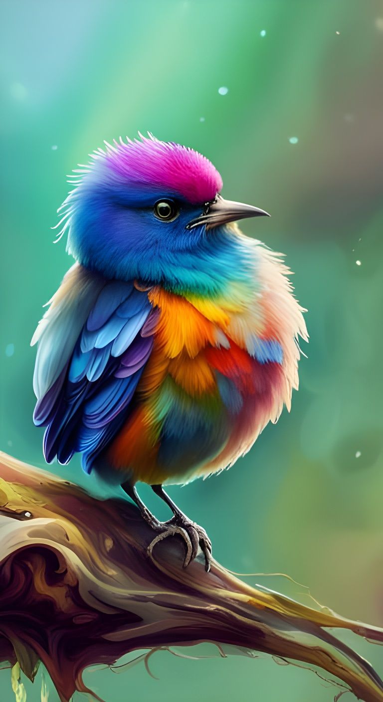 Rainbow Bird Fantasycore Digital Art