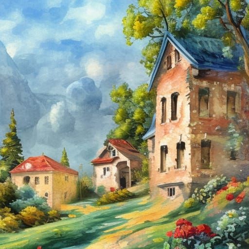 Gouache Home: Impressionist Watercolor Masterpiece