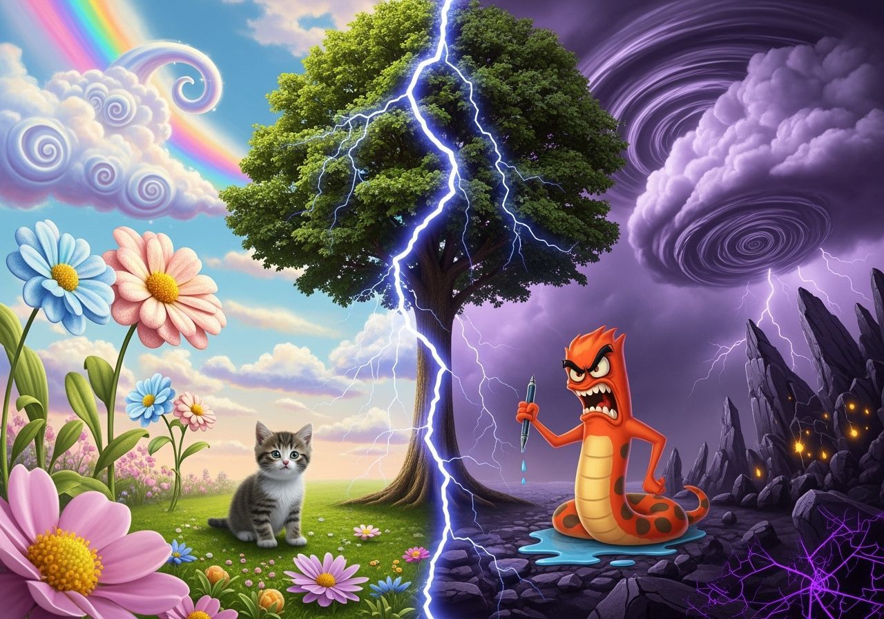 Dual Worlds: Dreamscape and Nightmare Tree