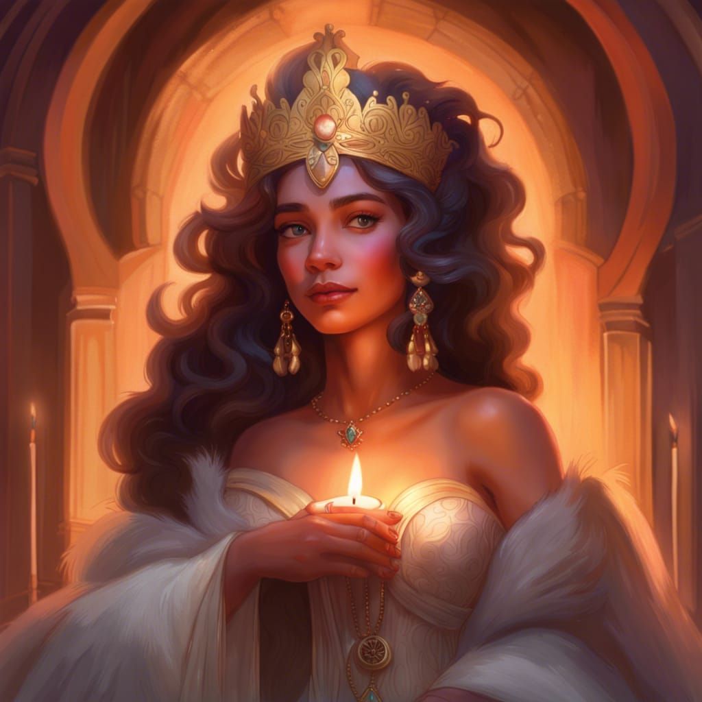 Candle Goddess Maribel Portrait in Art Nouveau Style