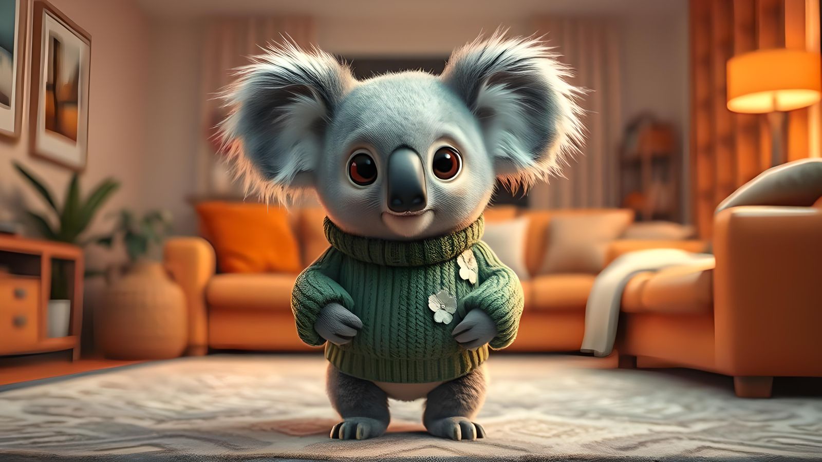 Cute Koala in Sweater: Hyperdetailed Digital Art