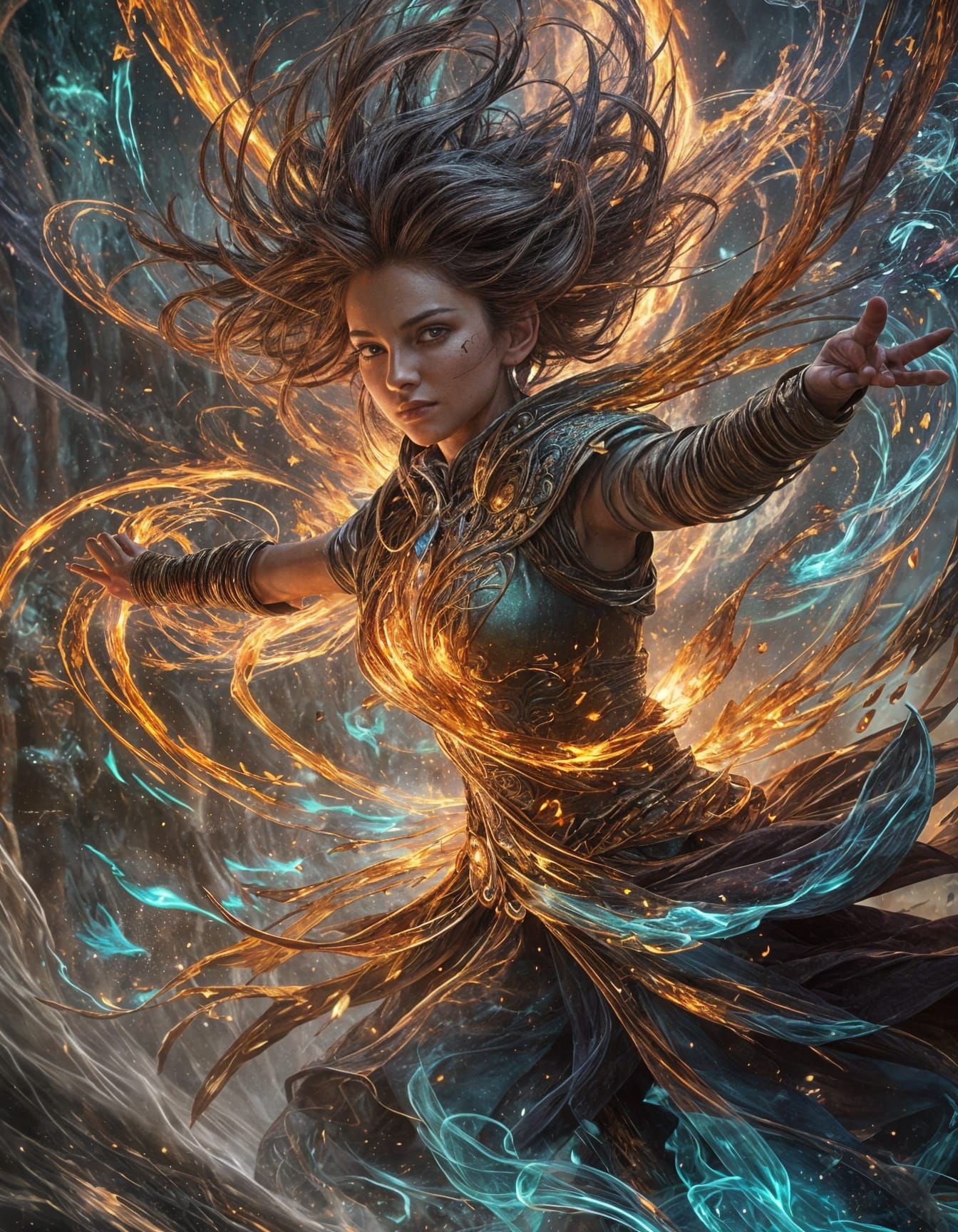 Sorceress Controls Maelstrom of Elemental Fusion