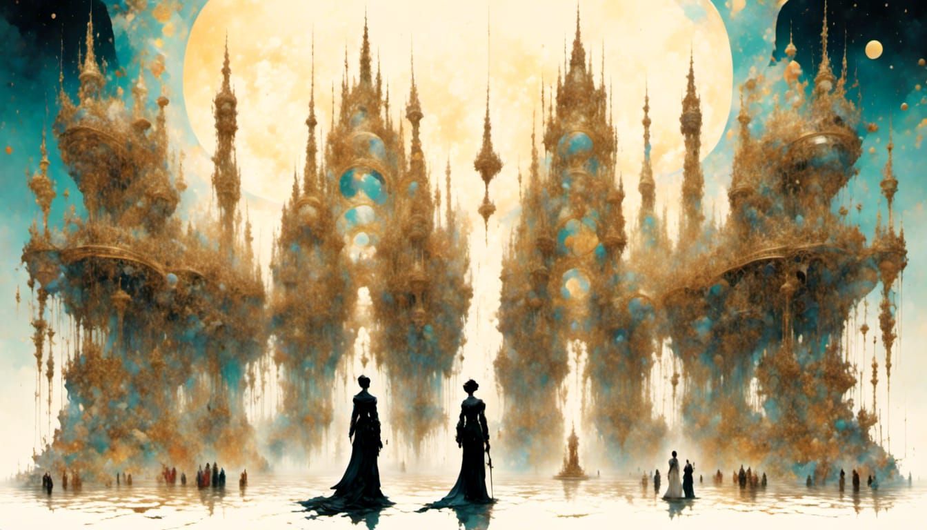 Vibrant Courtroom Scene with Kneeling Figures