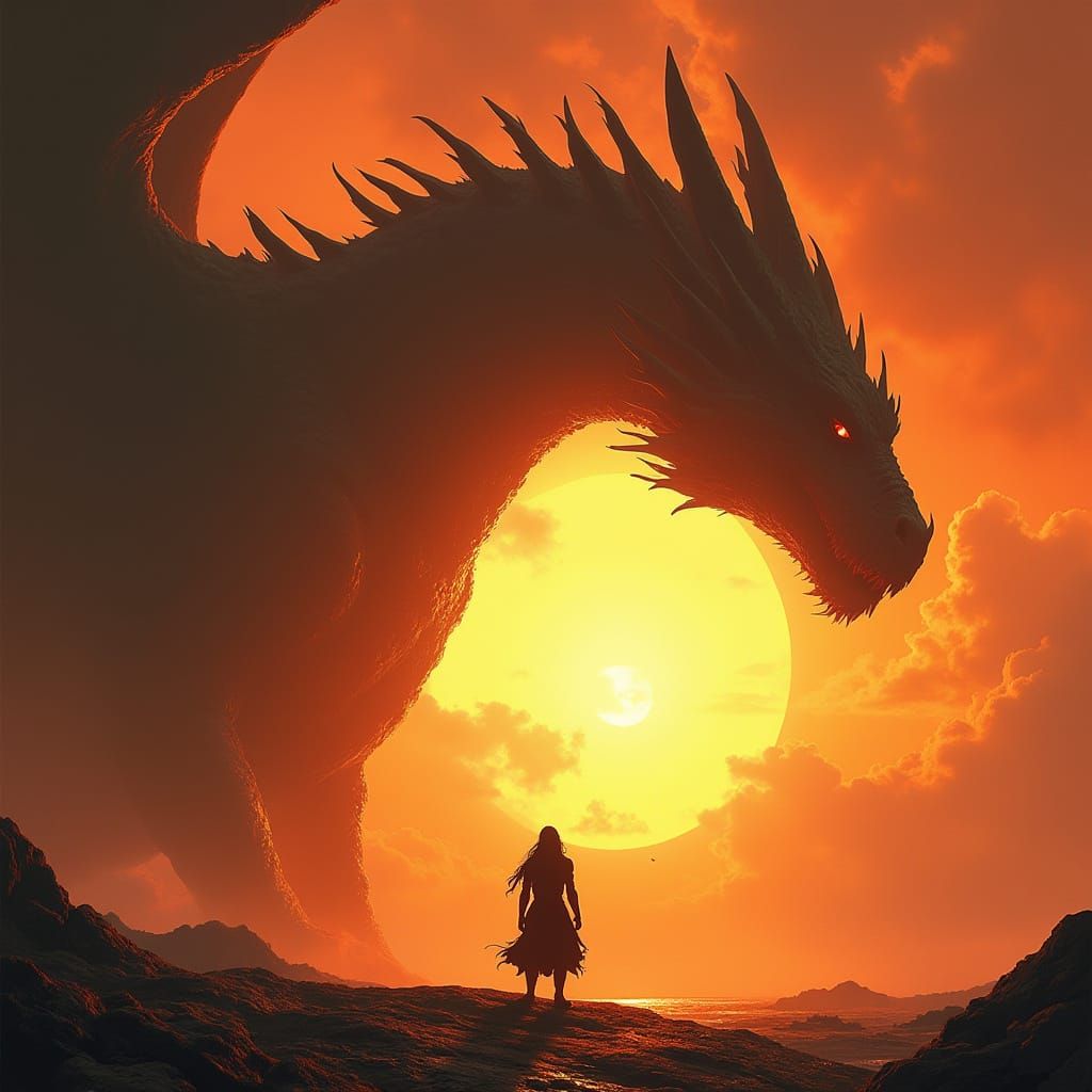 Epic Fantasy Art: Tiny Hero Before Colossal Dragon