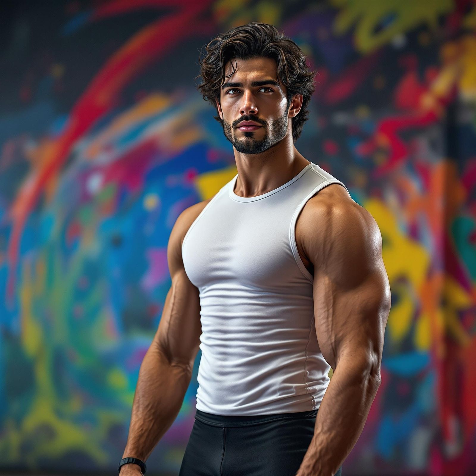 Handsome Italian Fitness Instructor in Hyperrealistic Style