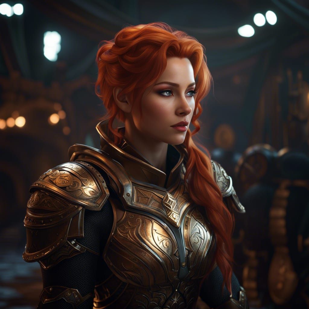 Fantasy Warrior Woman in Battlefield, Dark Concept Art