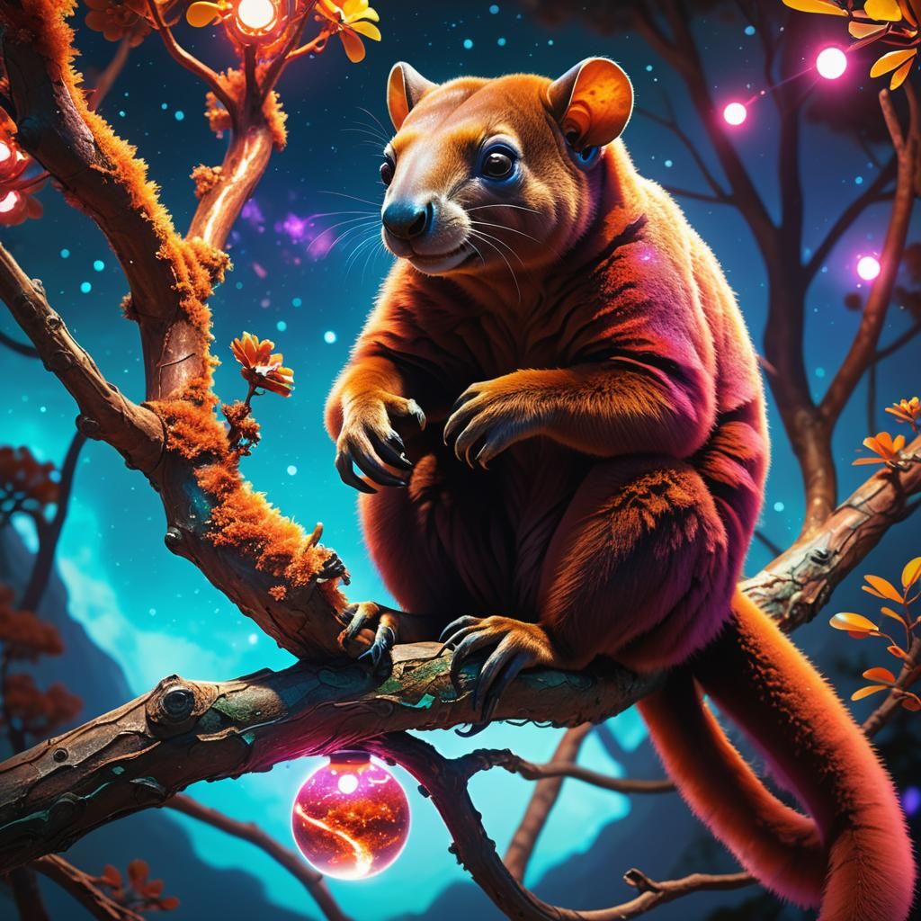 Exoplanet Xenobiology: Tree Kangaroo Alien in Digital Art