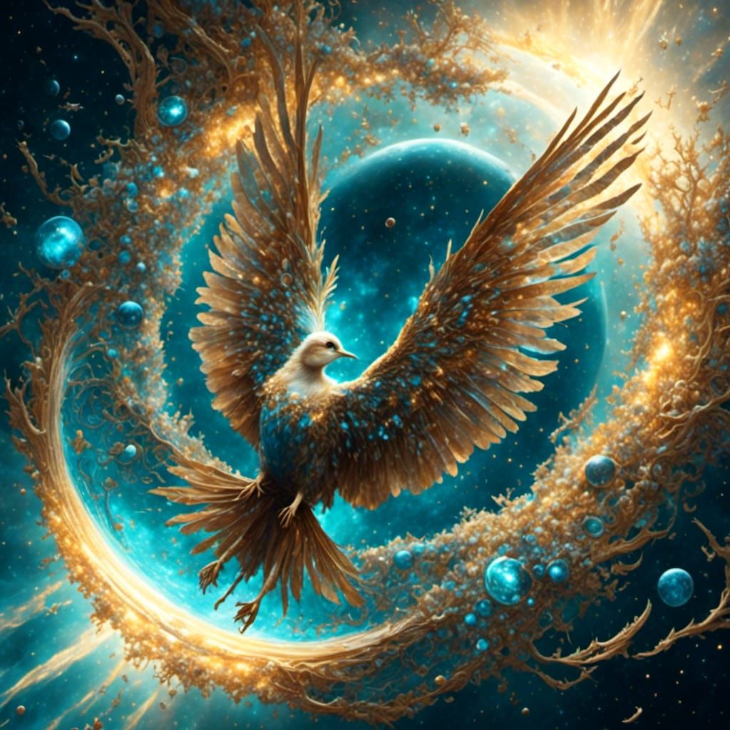 Bird Escapes Wormhole in Hyperreal Light