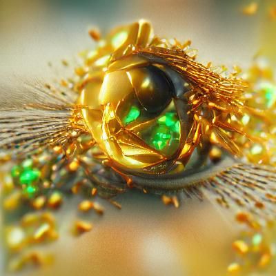 Cosmic Eye: Golden Emerald Sapphire Universe Render