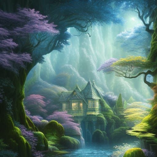 Magical Underwater Castle Landscape in Hyperrealism