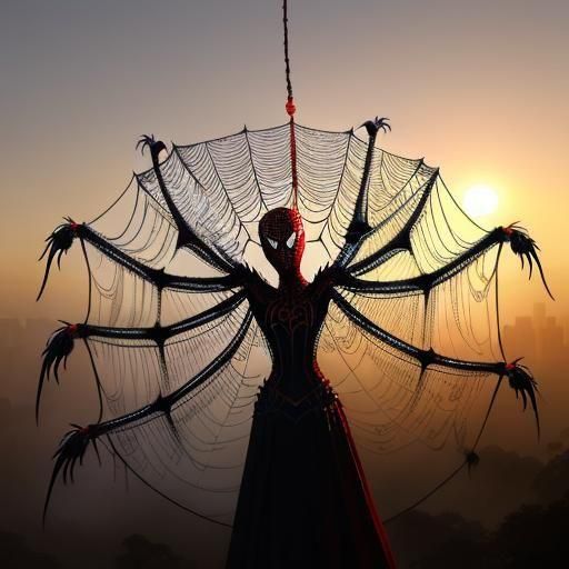 Spider Woman's Tribal Dance in a Web of Beauty