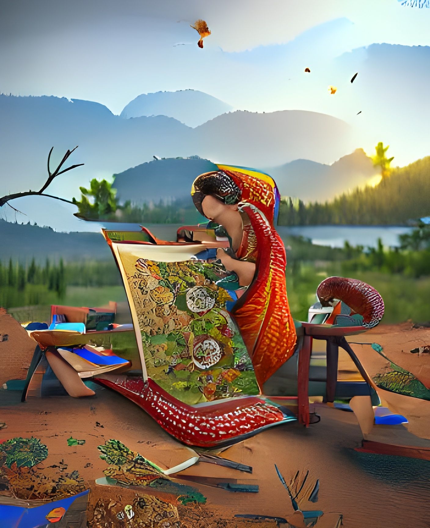 Colorful Kalamkari Painting Landscape in 8K Resolution