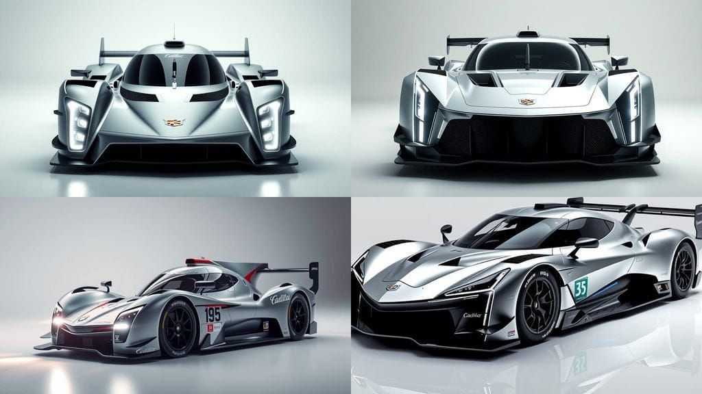 Futuristic Cadillac LMP1 Hypercar Racer in Sleek Silver