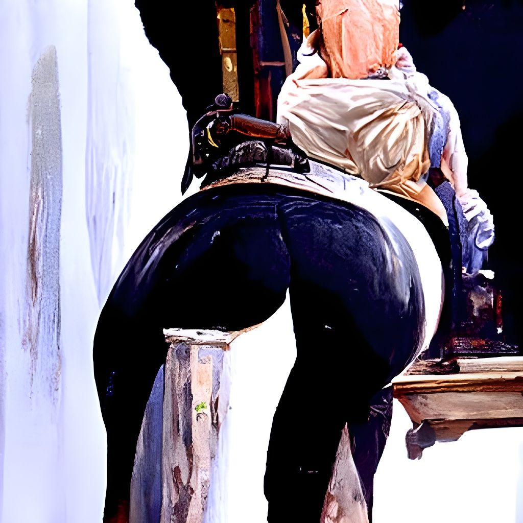 Realistic Oil Painting of Large Buttocks