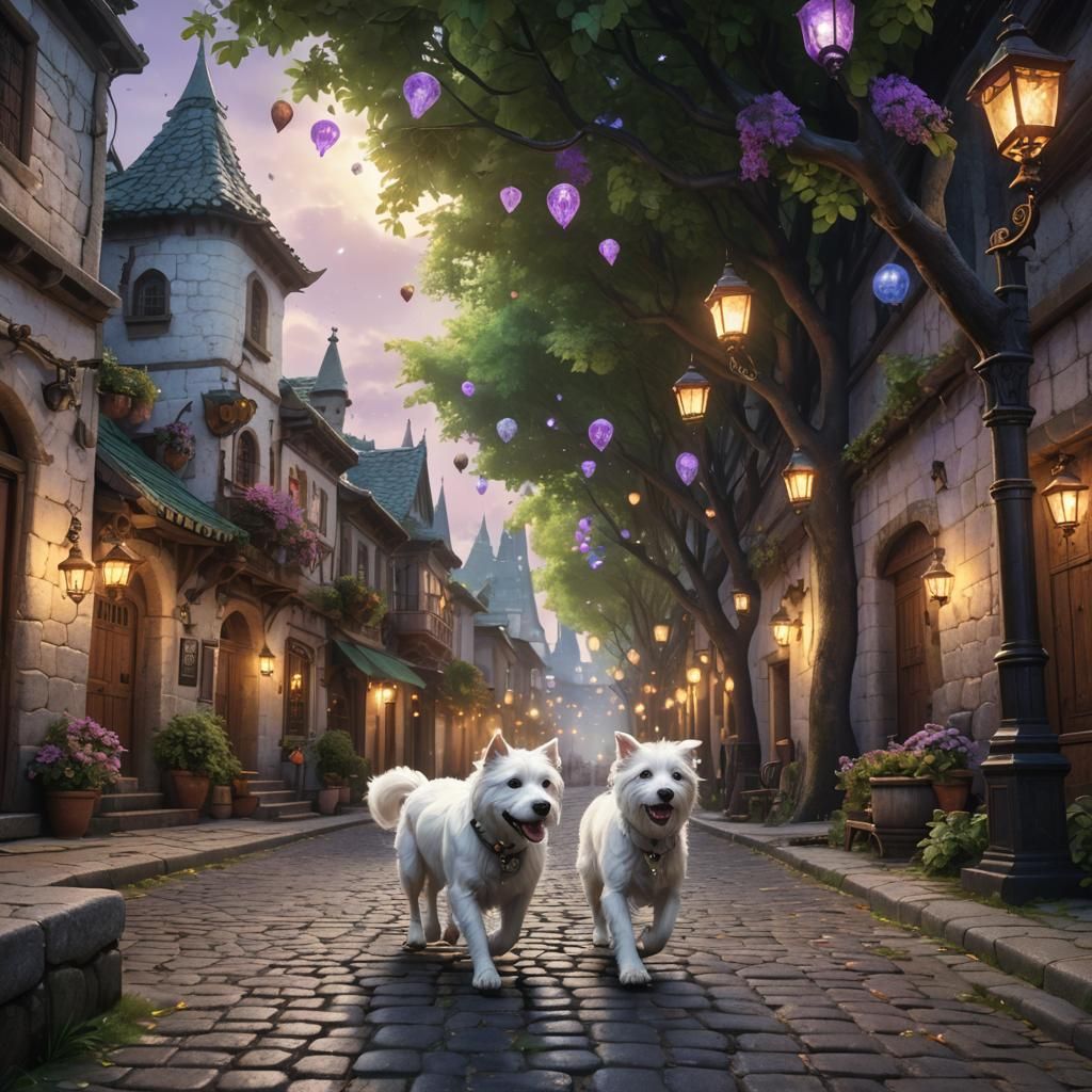 Dog Hunting Cats on Mystical Street