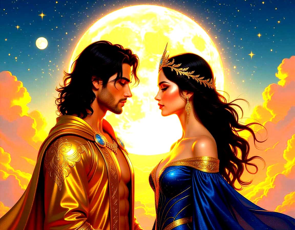 Celestial Beings in Cosmic Realm with Ethereal Lighting