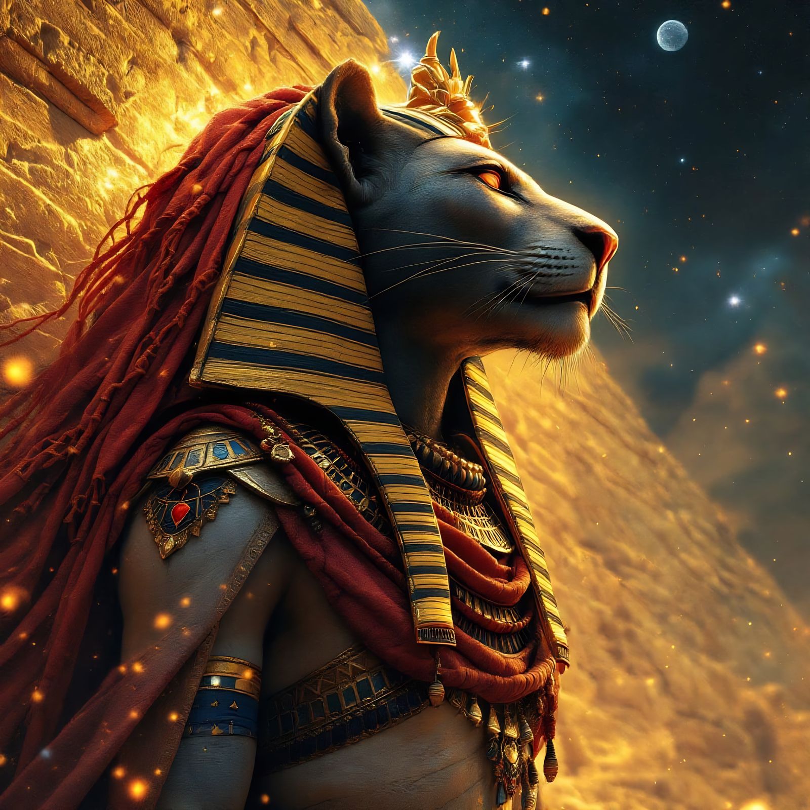 Ancient Egyptian Goddess Sekhmet Defends Giza Pyramids in Co...