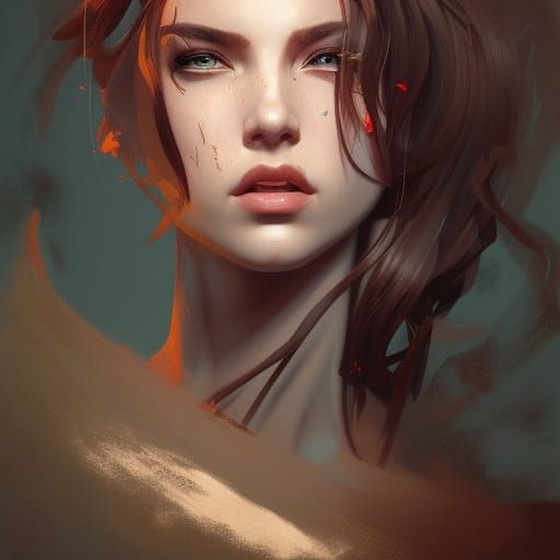 Hyperdetailed Portrait of Girl with Knives