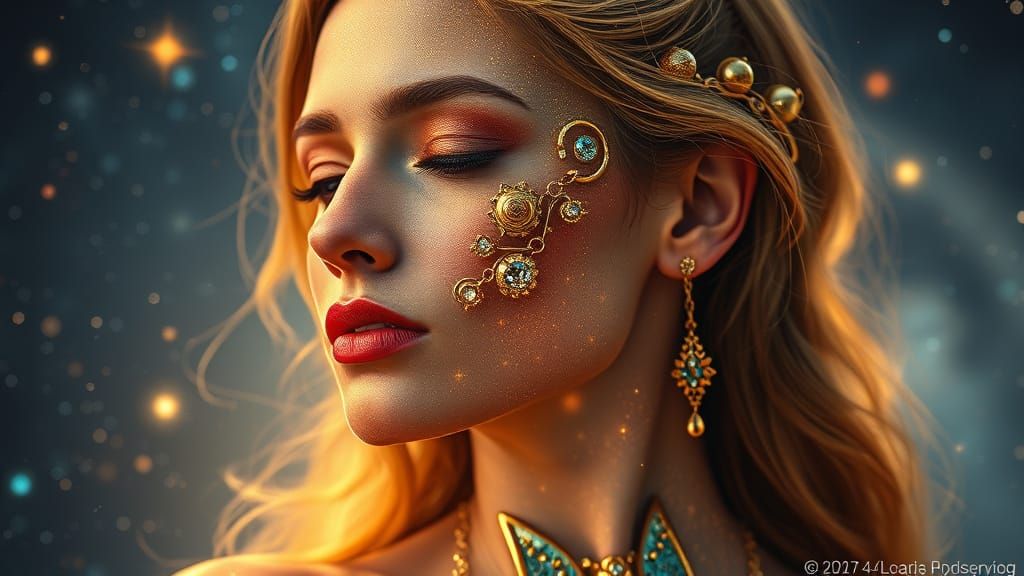 Galactic Goddess in Radiant Cosmic Splendor