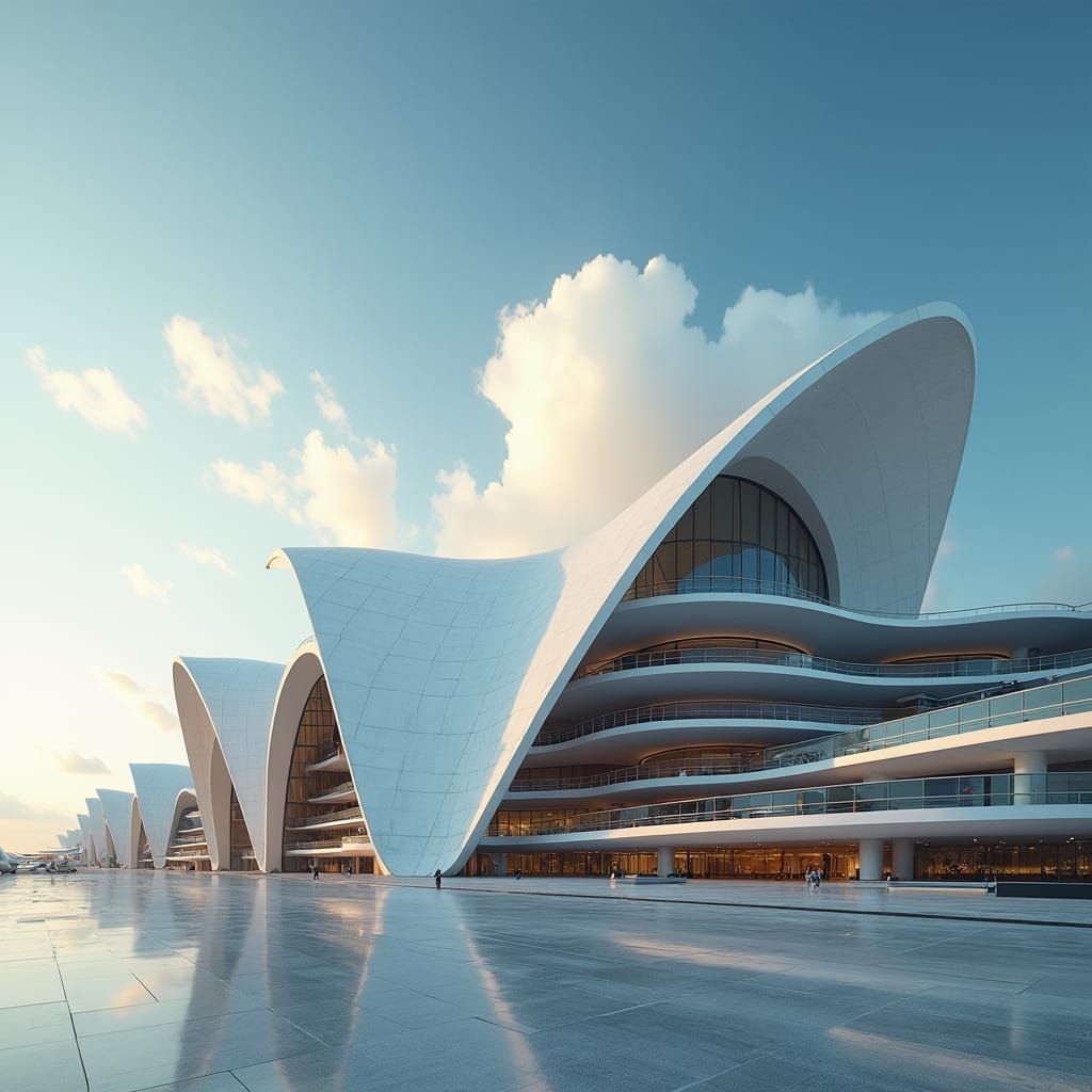 Modern Airport Terminal with Parametric Exterior Form