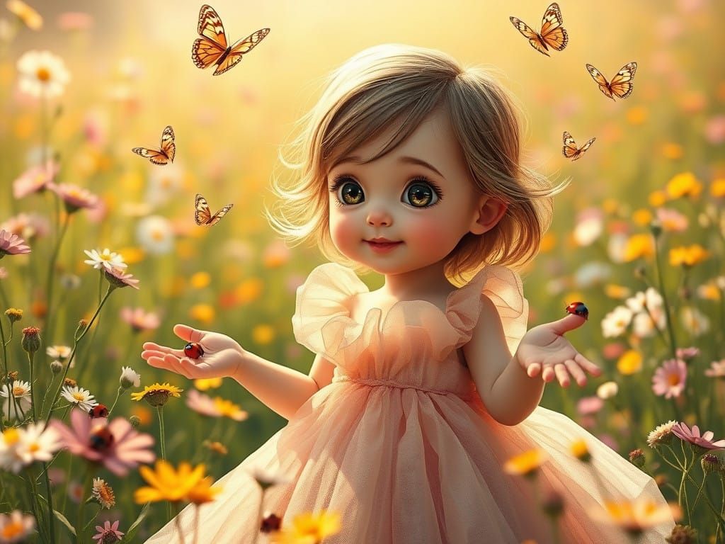 Whimsical Child in Lush Meadow