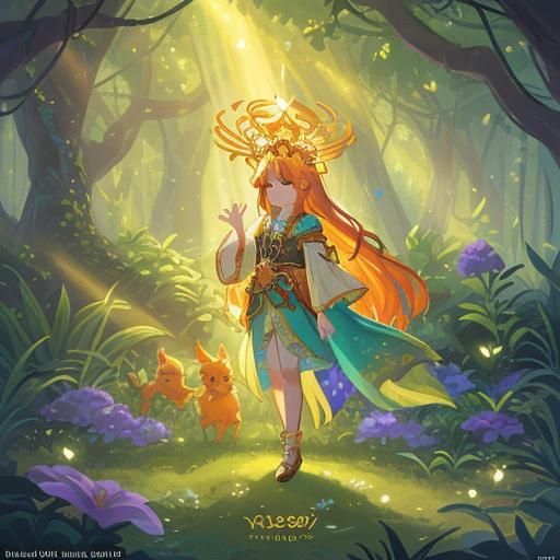 Radiant Sun Goddess in Lush Garden