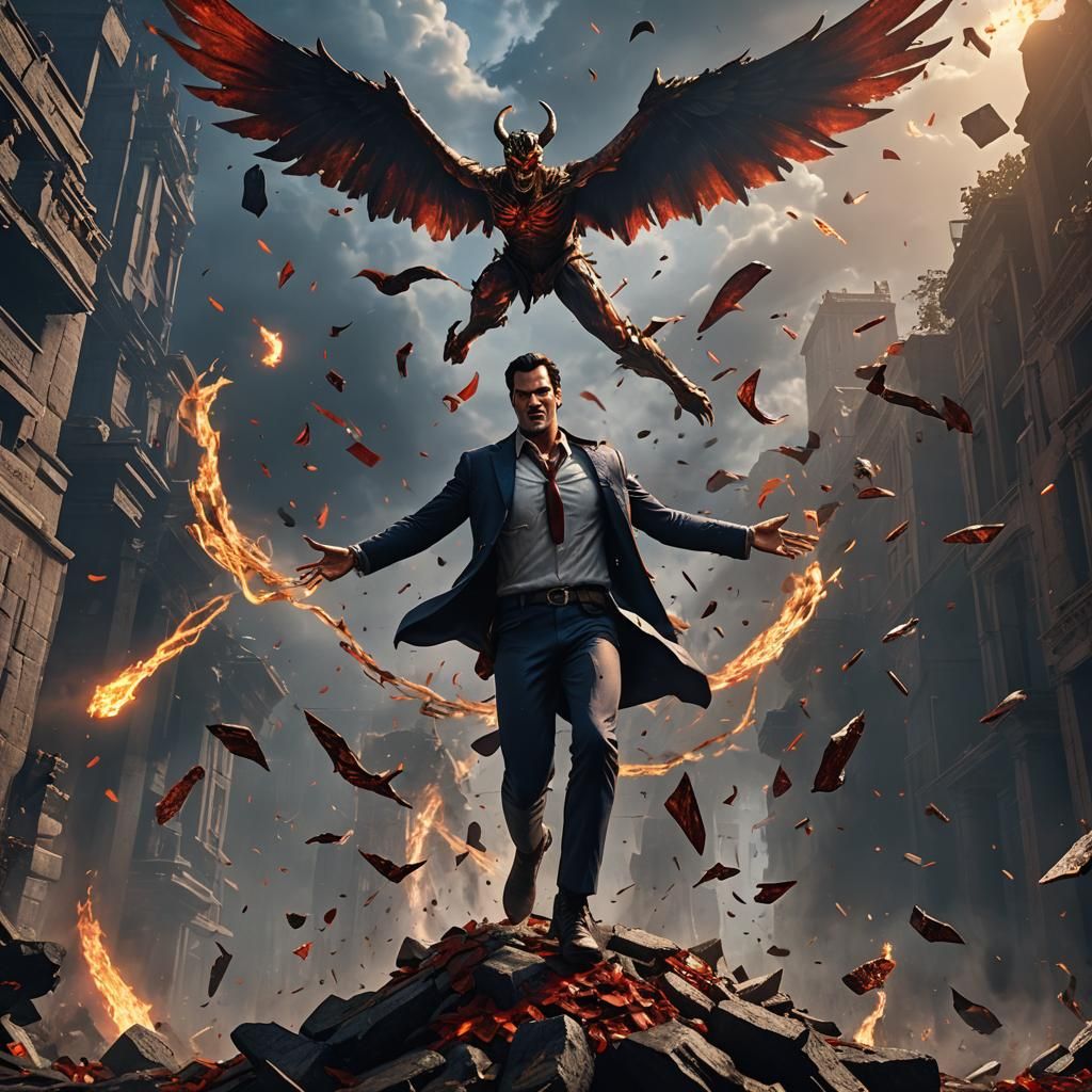 Ash as Lucifer: 3D Game Cinematic Fall