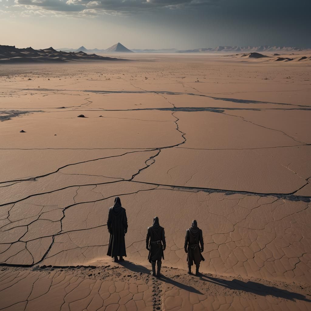 Sahara Lakebed: Fantasy Art Inspired by Beksiński