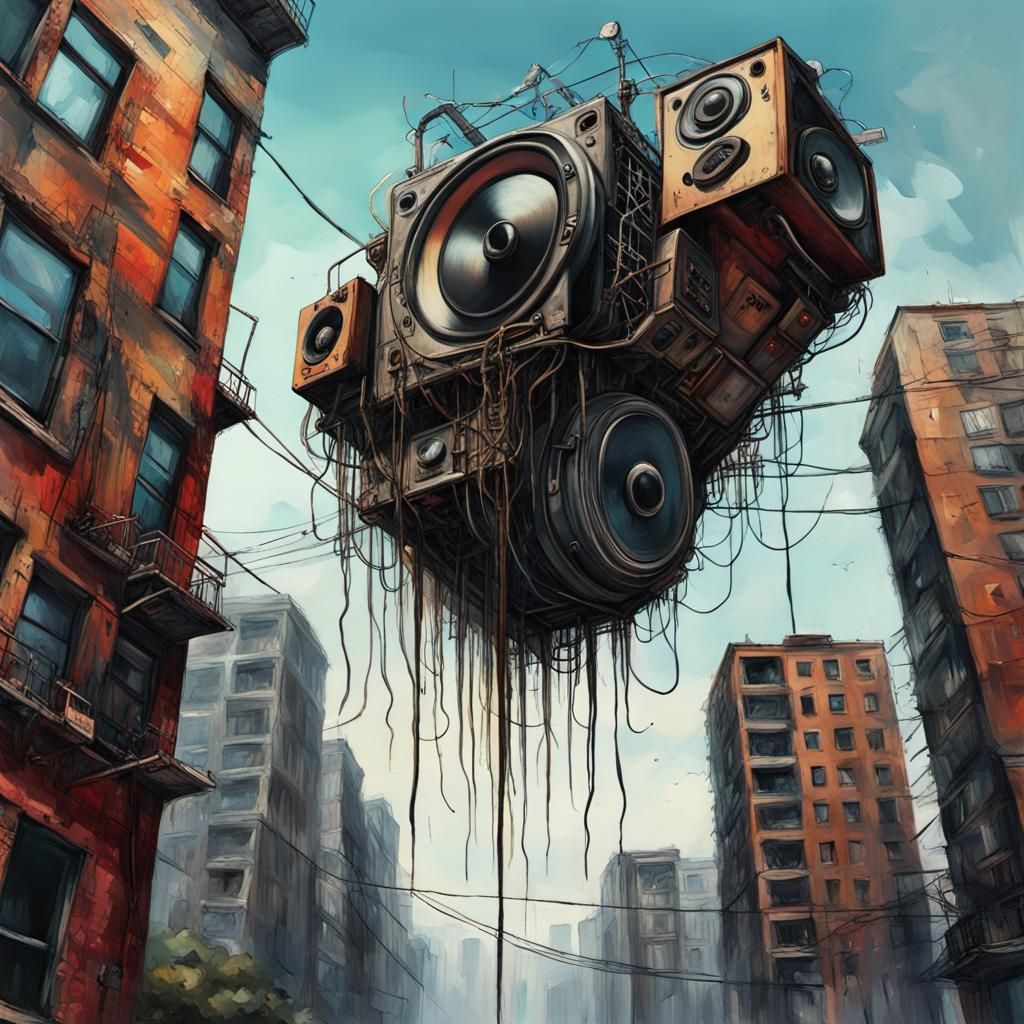 Disturbing Gothic City Inside Giant Radio Speaker