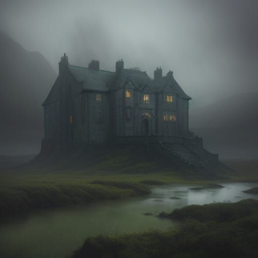 Eerie Scottish Manor House by Dark Loch