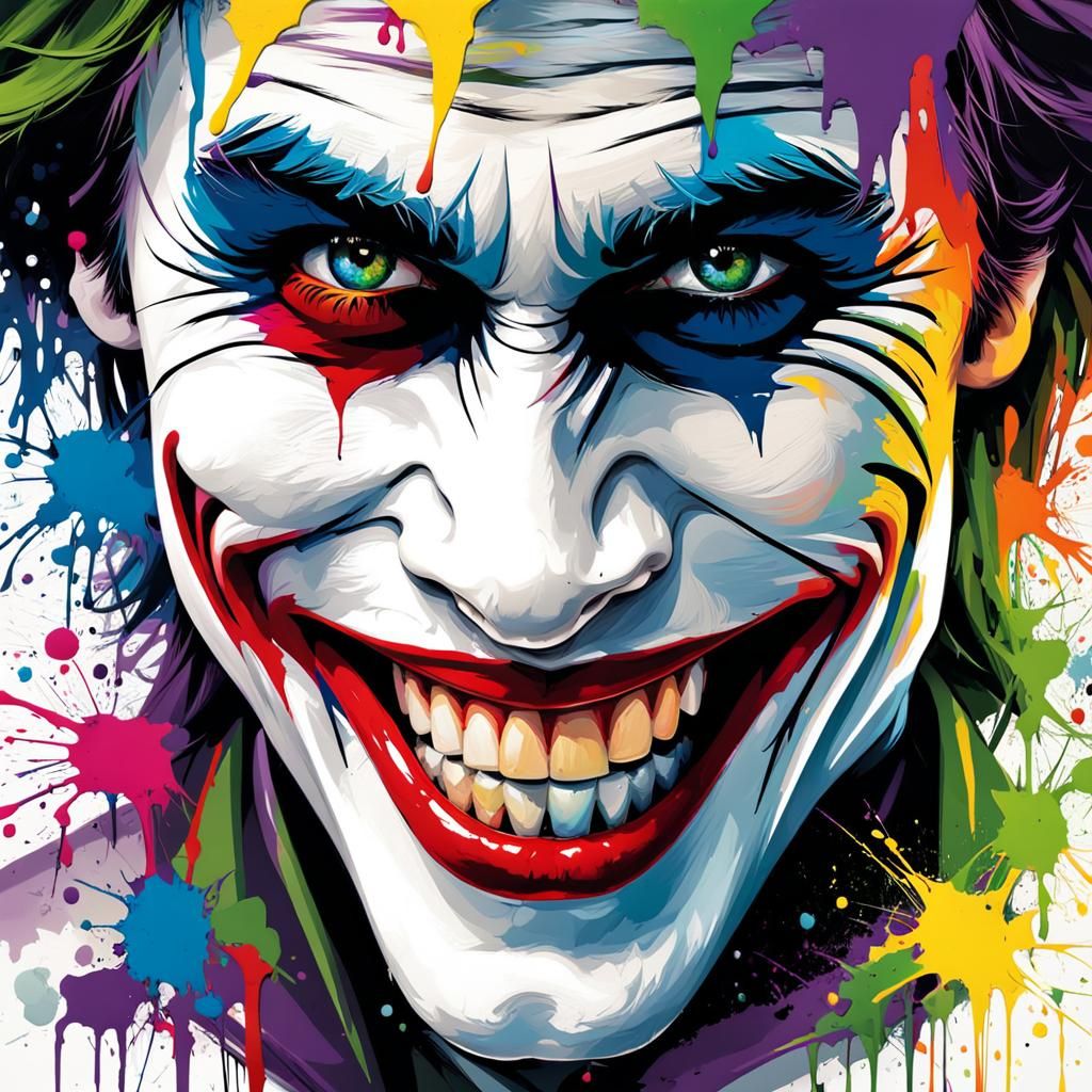 Joker Portrait in Abstract Expressionist Style
