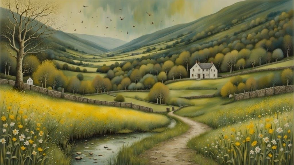 Daffodil Meadows in an Enchanted Valley