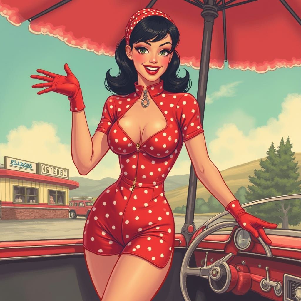 Pennsylvania Pinup Girl in Retro Futuristic Style