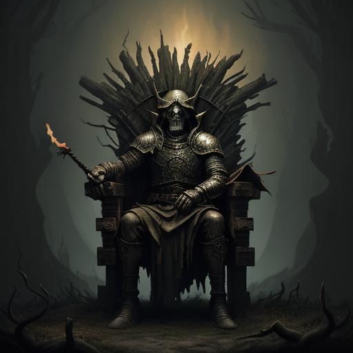 Goblin Chief on Root Throne: Dark Fantasy Art