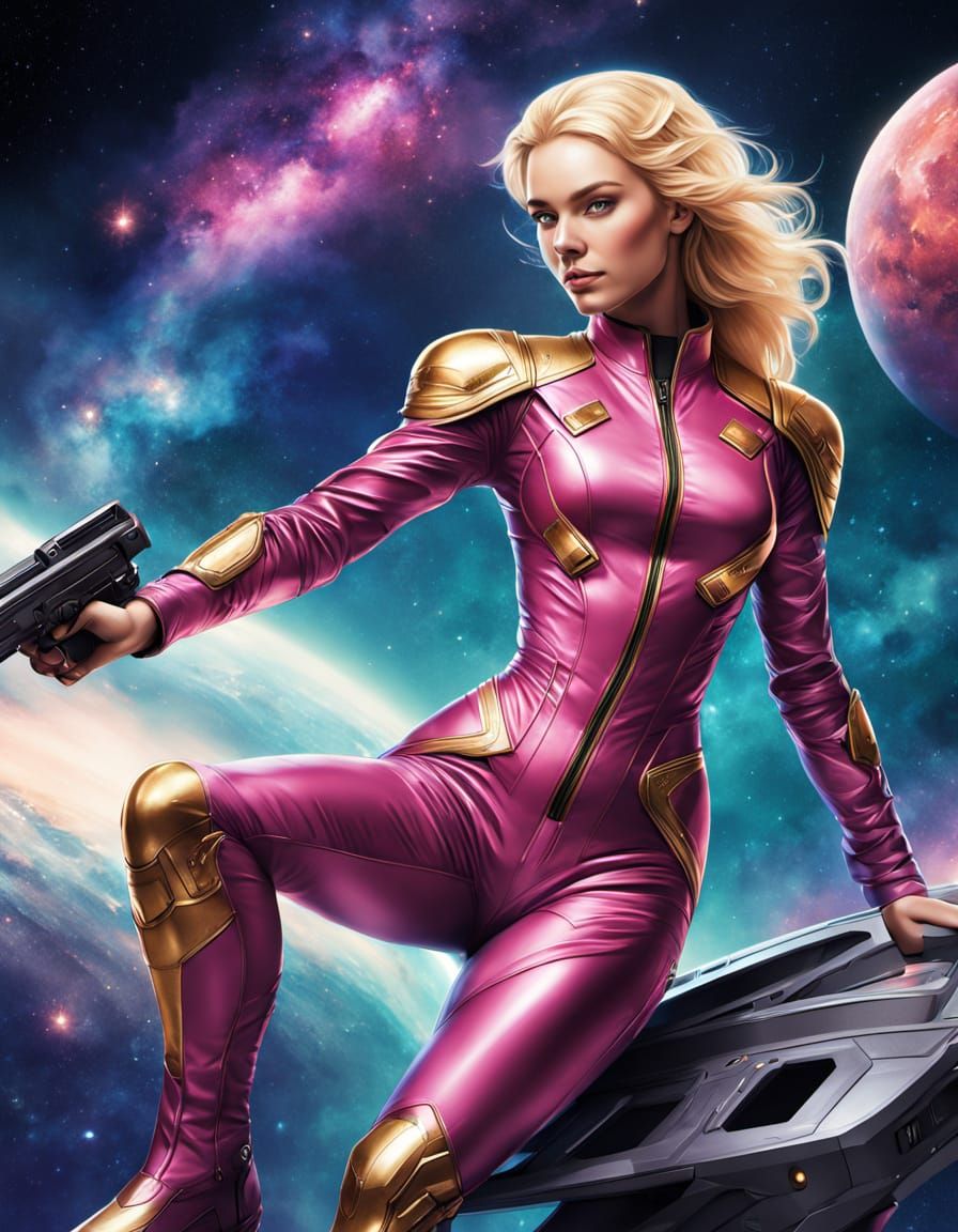 Spacefaring Woman in Comic Book Style Illustration