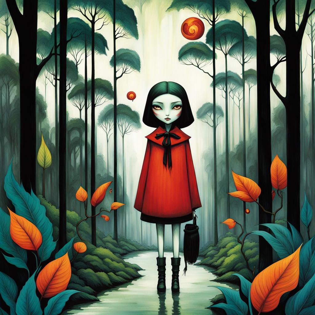 Dark Fantasy Witch in Lush Rainforest Setting