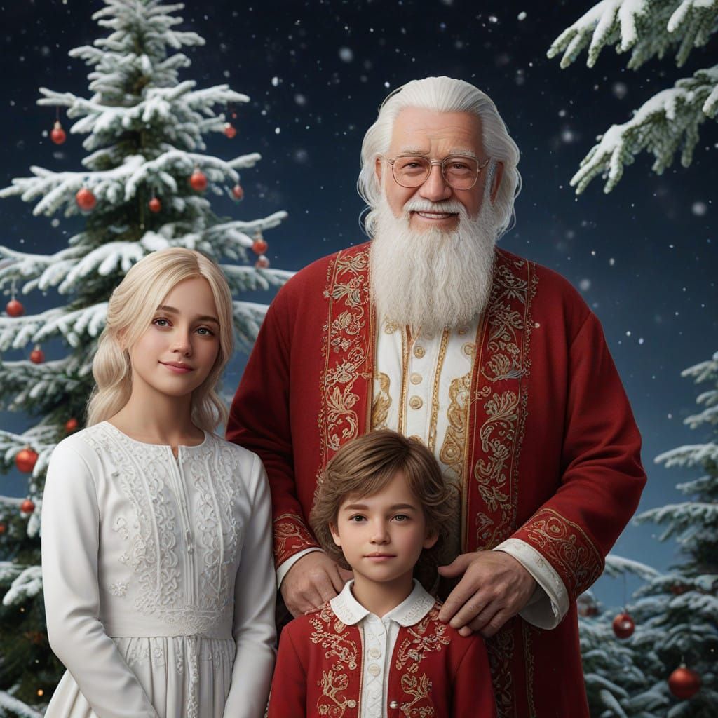 Refined Family of Four Shines in Elegant Christmas Gala Atti...