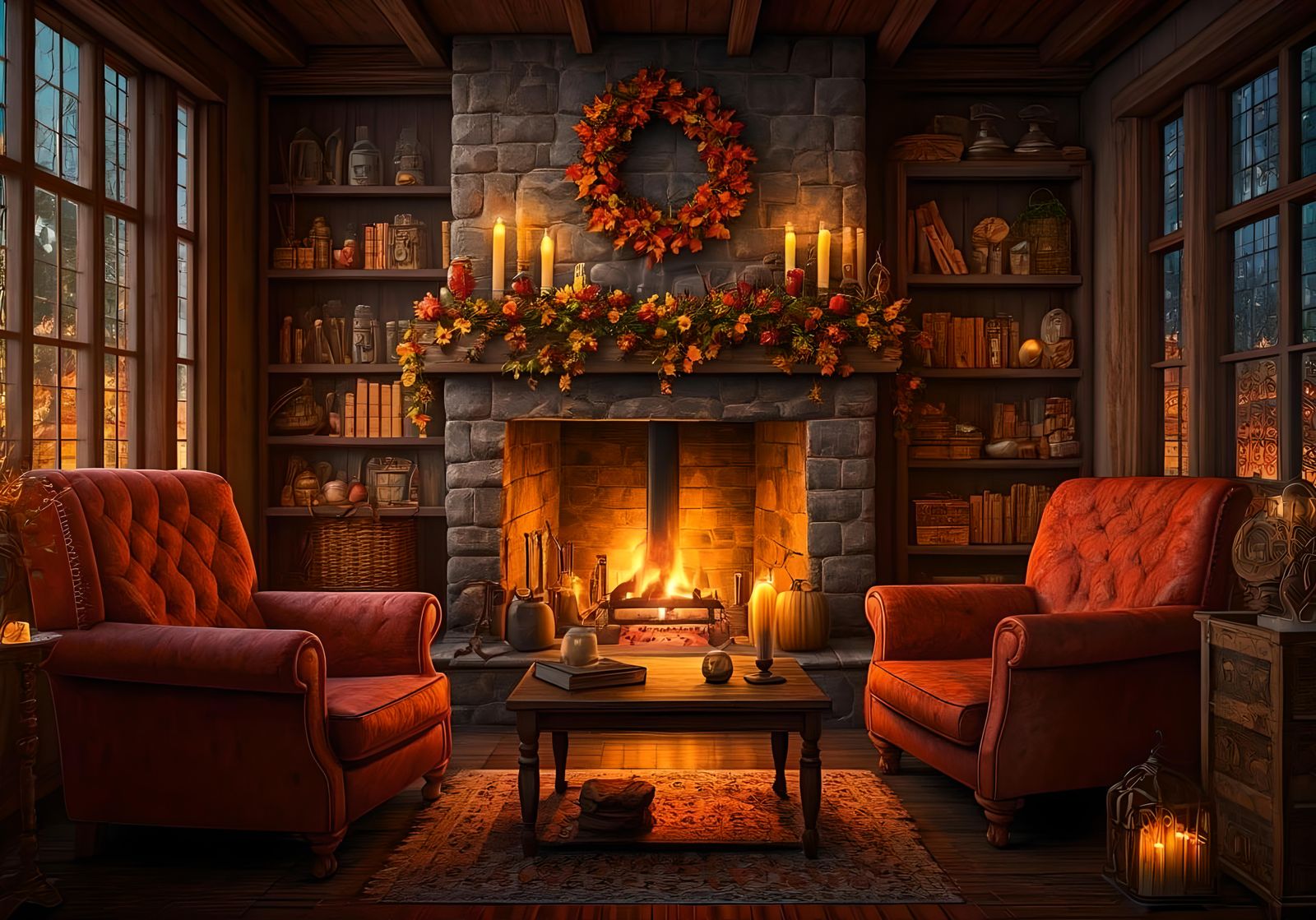 Cozy Hogsmeade Living Room in Autumn
