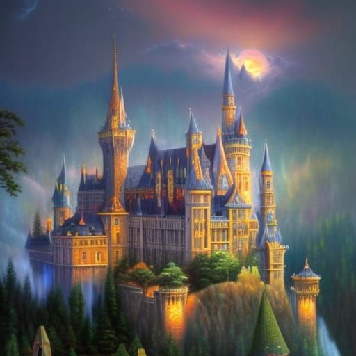 Magical 3D Castle Arising from Open Book