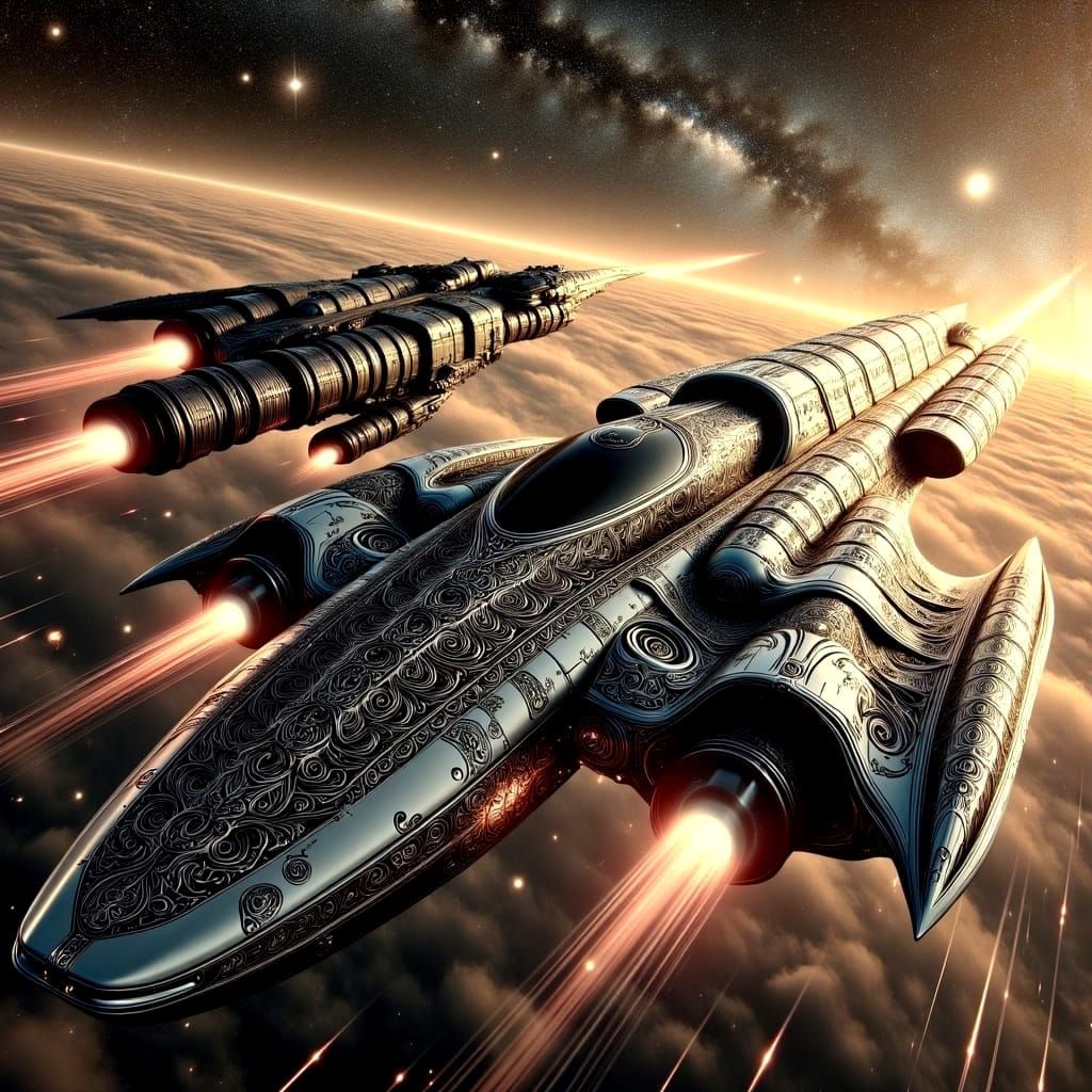Elegant Mesopotamian Starfighter Soars in Space Opera Concep...