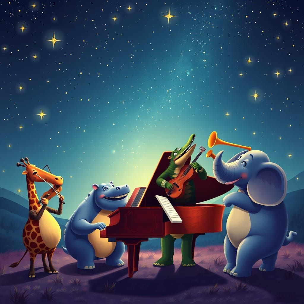 Whimsical Starlit Orchestra in a Fantastical World