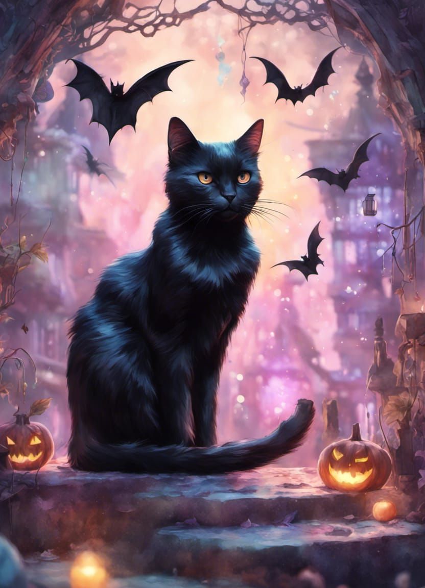 Pastel Goth Halloween Clipart in Watercolor Style