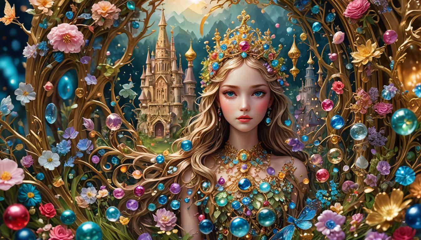 Ethereal Fairytale Landscape in Fabergé Style