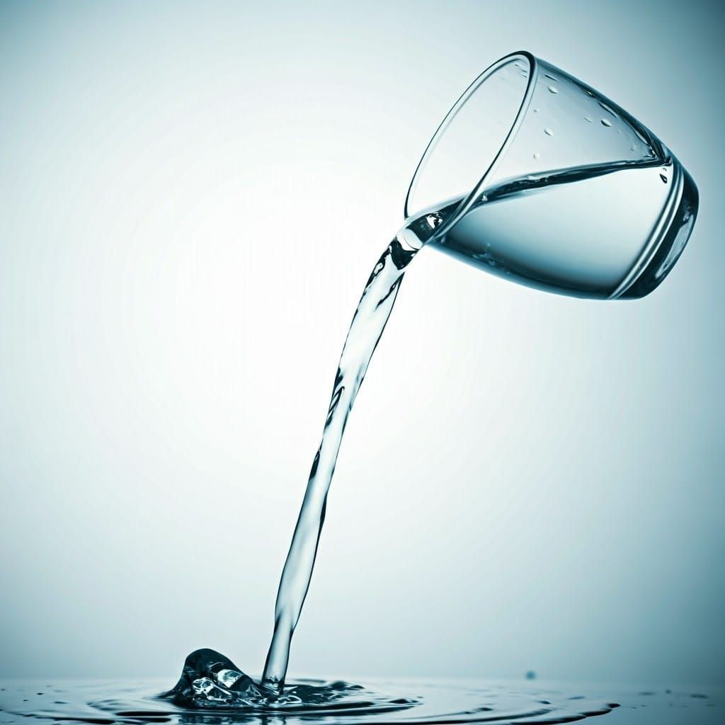 Elegant Glass Cup in Mid-Air, Tilted in Cinematic Perspectiv...