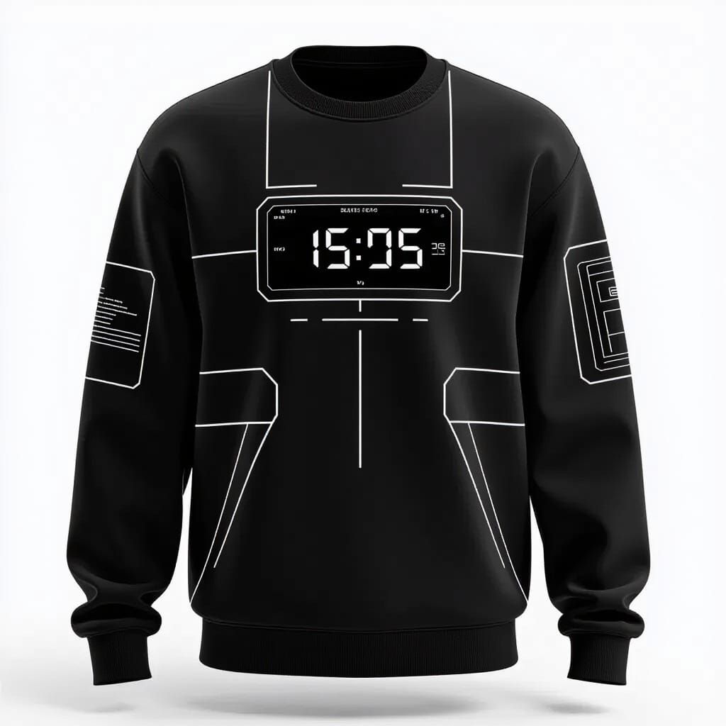 Futuristic Black Sweatshirt with Neon Accents