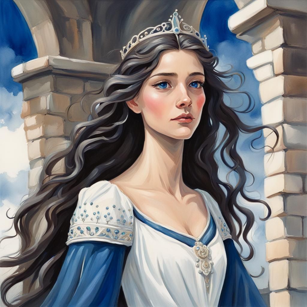 Teenage Elf Princess on Castle Balcony