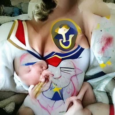 Sailor Moon Breastfeeding in Picasso Style