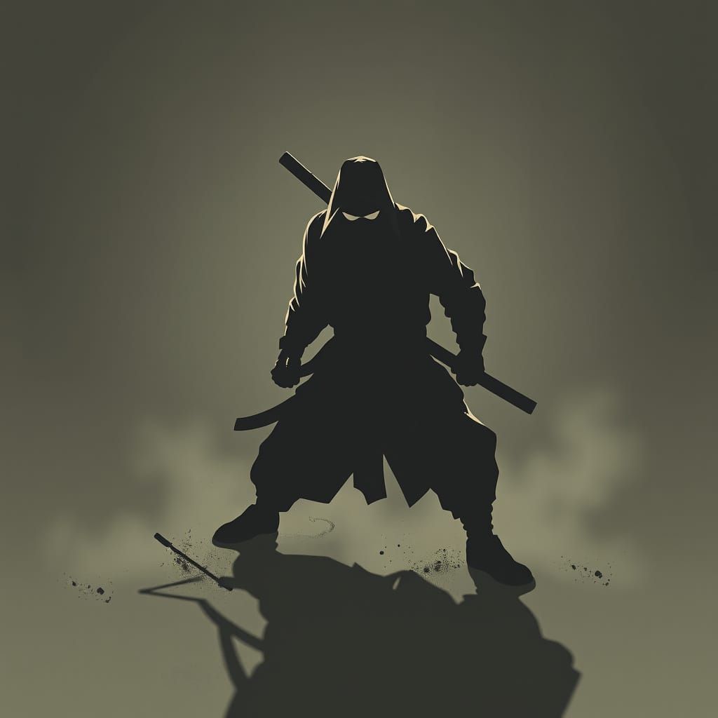 Ninja Warrior Hiding in Shadows