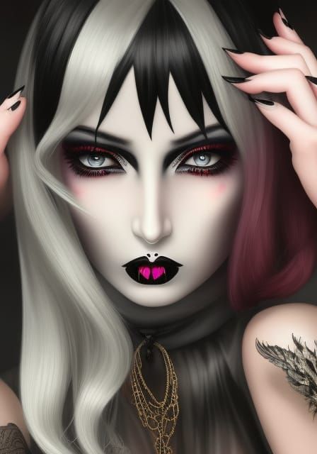 Gothic Girl with Demonic Eyes Digital Painting