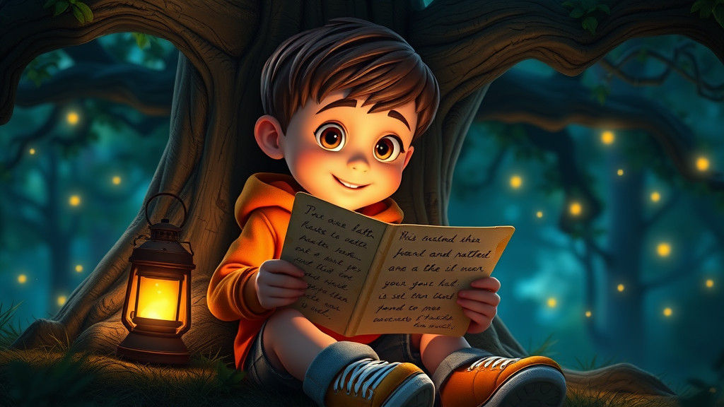 Milo Reads Grandpa's Letter Under Glowing Tree